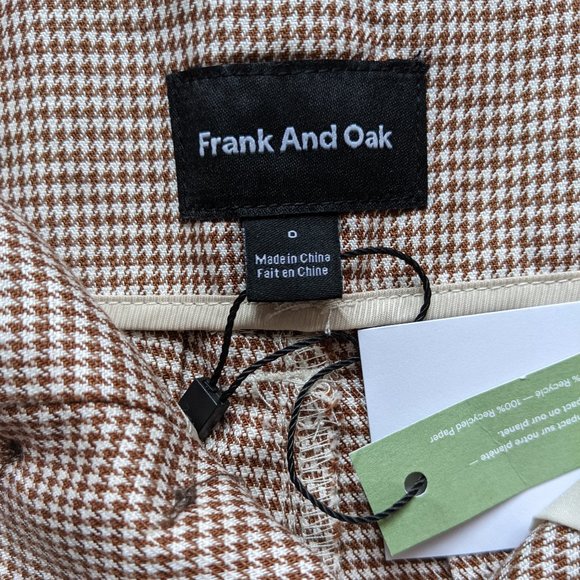 Frank and Oak Houndstooth High Waisted Shorts NWT - Picture 5 of 5